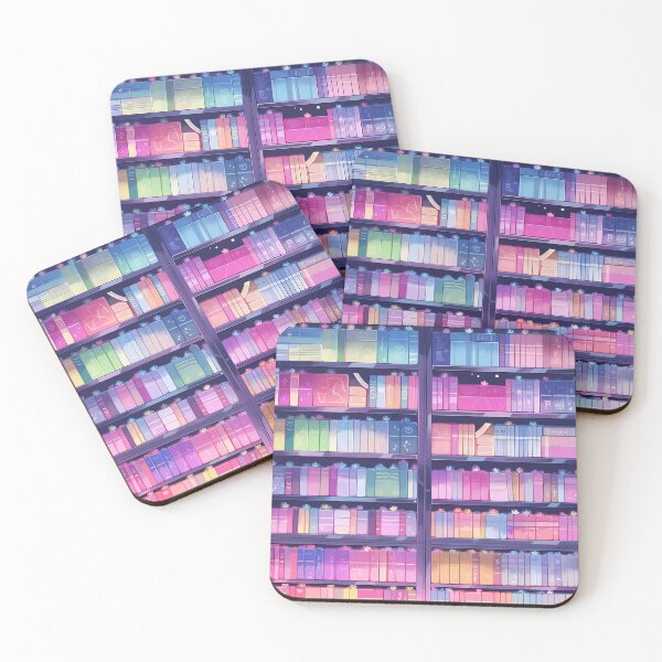 Item preview, Rainbow colorful bookshelf pattern for book lovers designed and sold by EmeraldeaArt.