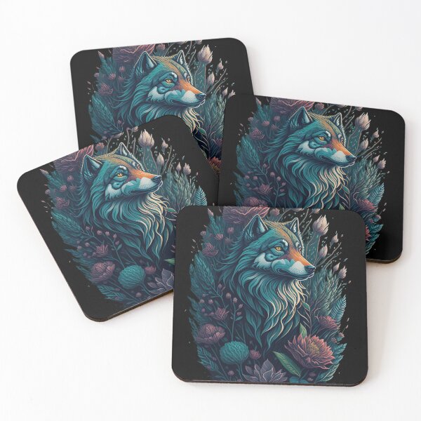 Item preview, Wolf and Flowers portrait designed and sold by Saltys-Shop.