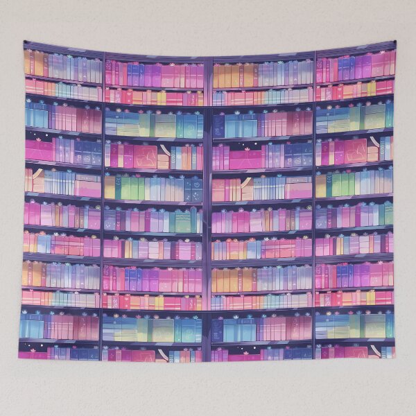 Item preview, Rainbow colorful bookshelf pattern for book lovers designed and sold by EmeraldeaArt.
