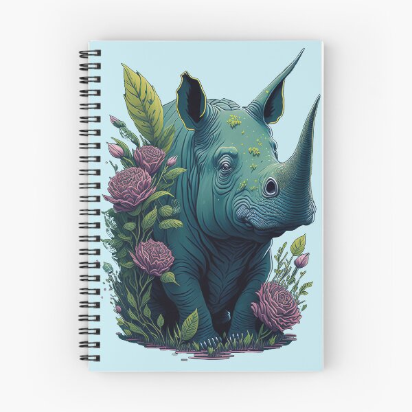 Item preview, Rhino and flowers designed and sold by Saltys-Shop.
