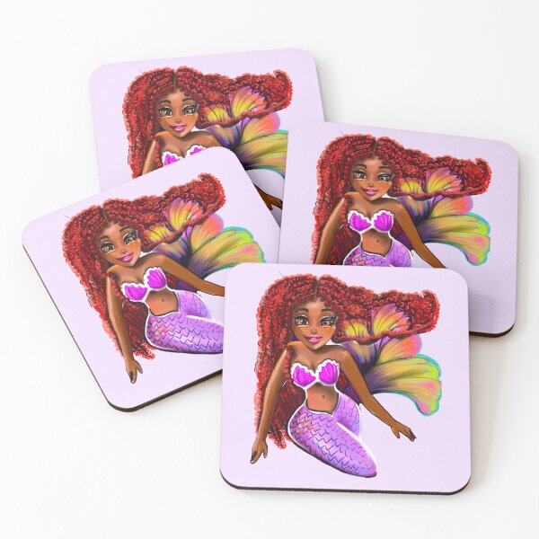 Item preview, Mermaid with flowing red locks, African American melanin black queen  designed and sold by Artonmytee.