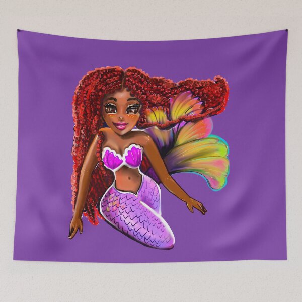 Item preview, Mermaid with flowing red locks, African American melanin black queen  designed and sold by Artonmytee.