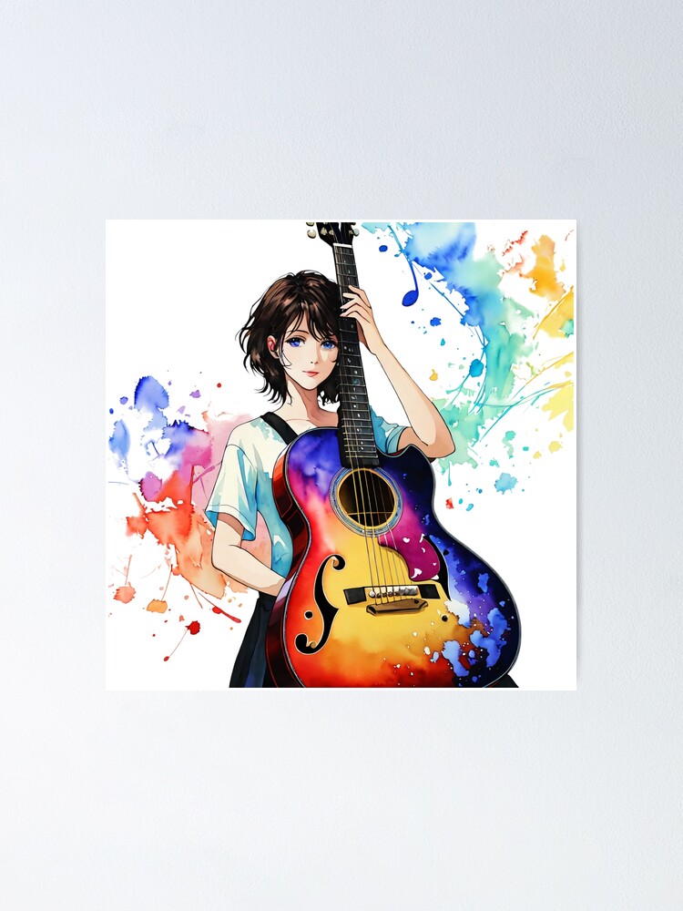 Premium Photo | Whimsical Anime Fantasy Guitar Girl Rendered in Japanese  Kawaii Cartoon Style Digital Art