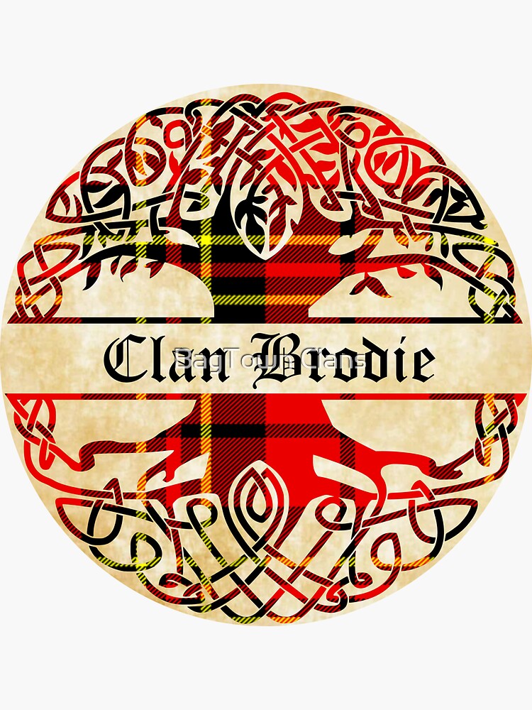 Brodie Tree of Life Clan Scottish Surname tartan Sticker