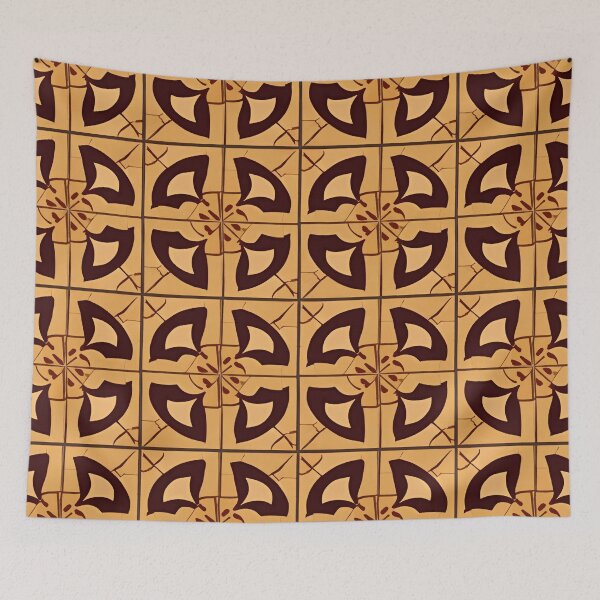 Item preview, Retro Tile Pattern yellow shades with brown dark shades designed and sold by RetroTile.