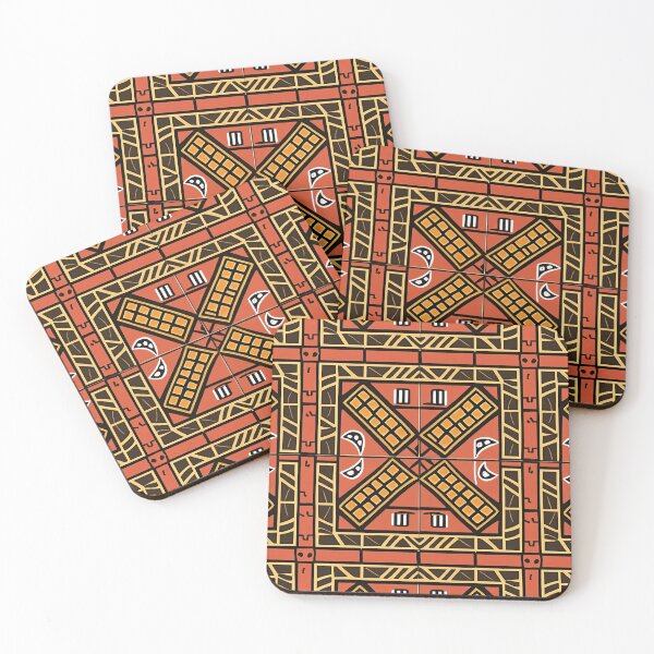Artikelvorschau, Retro Tile Pattern orange shades and yellow with black and little white details entworfen und verkauft von RetroTile.