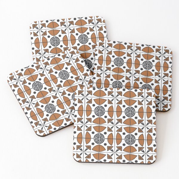 Aperçu de l'œuvre Retro Tile Pattern dark orange and white with black créée et vendue par RetroTile.
