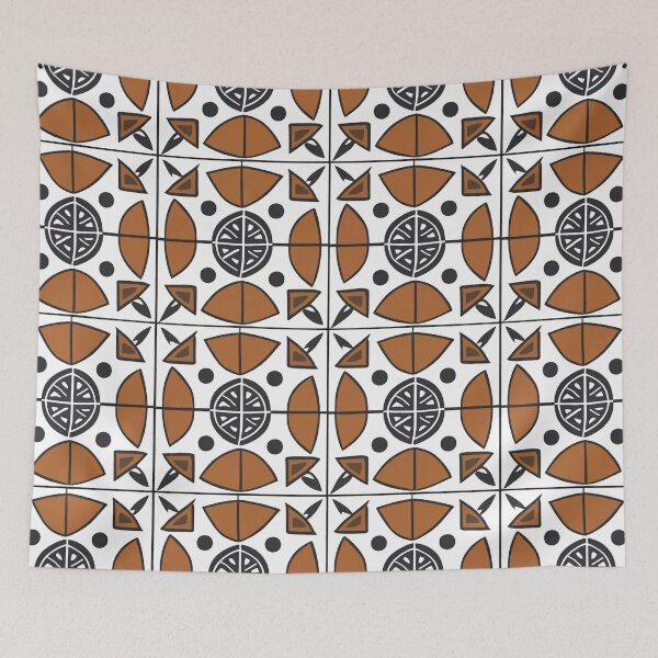 Item preview, Retro Tile Pattern dark orange and white with black designed and sold by RetroTile.