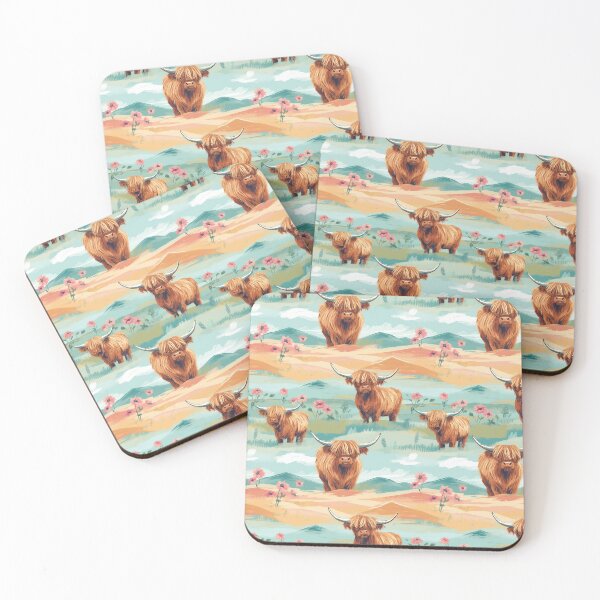 Item preview, Highland cows in a feild designed and sold by Lightheart Digital.