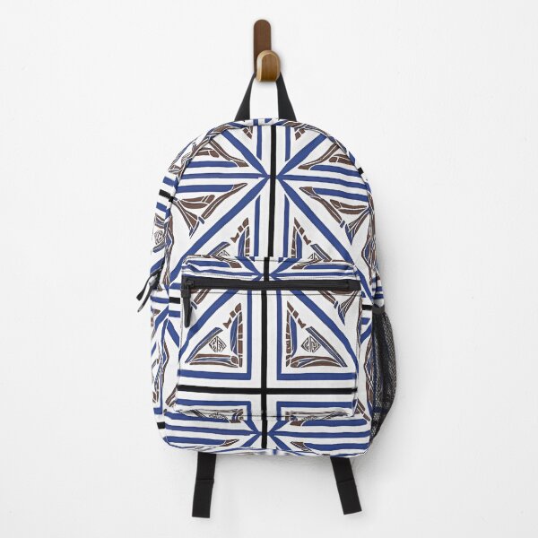Item preview, Retro Tile Pattern white with brown and blue designed and sold by RetroTile.