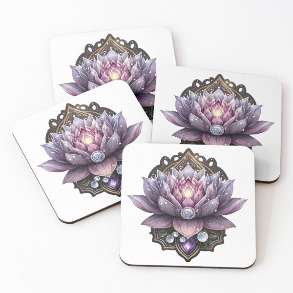 Item preview, Violet lotus with crystals designed and sold by kosmicwoman.