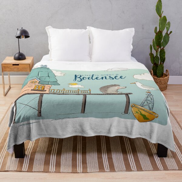 Item preview, Pile dwellings on Lake Constance - cute motif with hedgehog and seagull designed and sold by hilledesign.