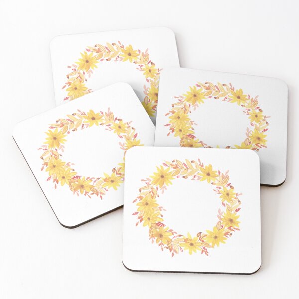 Item preview, Yellow flower autumn wreath painting.  designed and sold by FlowerGirlinHat.