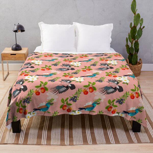 Item preview, Maremma life, European roller bird and Eurasian Jay, layered with flowers. Pink designed and sold by Naty Design Prague.