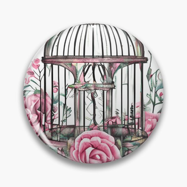 Item preview, Watercolor Vintage Rose Bird Cage Shabby Chic  designed and sold by stickers4your.