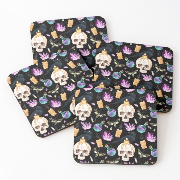 Item preview, Gothic Skulls Candle Crystals Crows Moths Black Patterned designed and sold by Vicious Malicious.