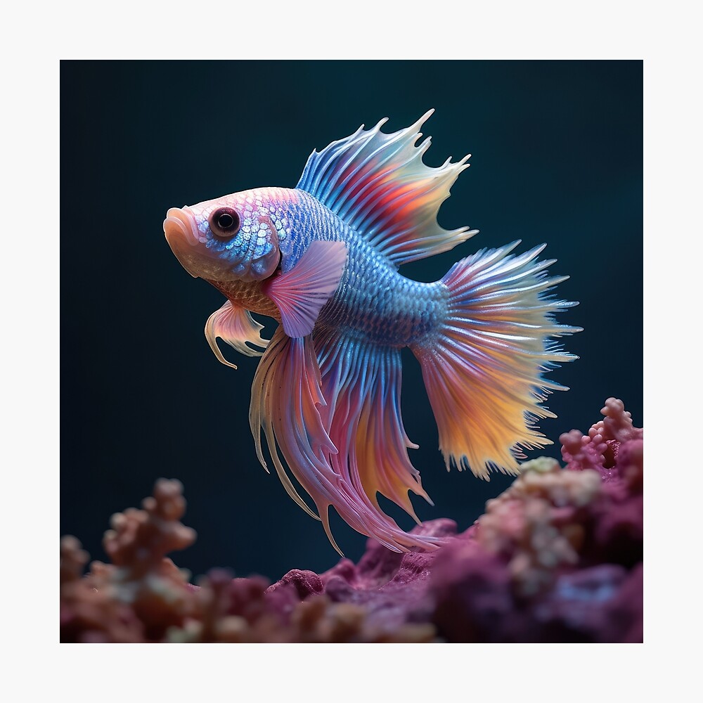 Siamese Fighting Fish Photo Photograph Beta Cool Fish Poster Aquatic Wall Decor Fish Pictures Wall Art Underwater Picture of Fish for Wall Wildlife Re