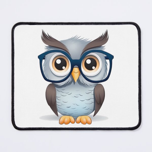 Item preview, Cartoon blue owl wearing glasses designed and sold by ZolwPodroznik.