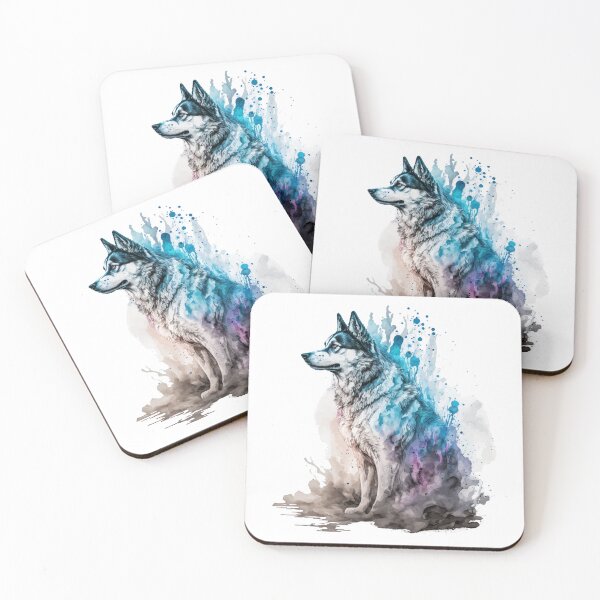 Item preview, Blue Watercolor Siberian Husky Ink and Paint Splatter designed and sold by StephanieWard.