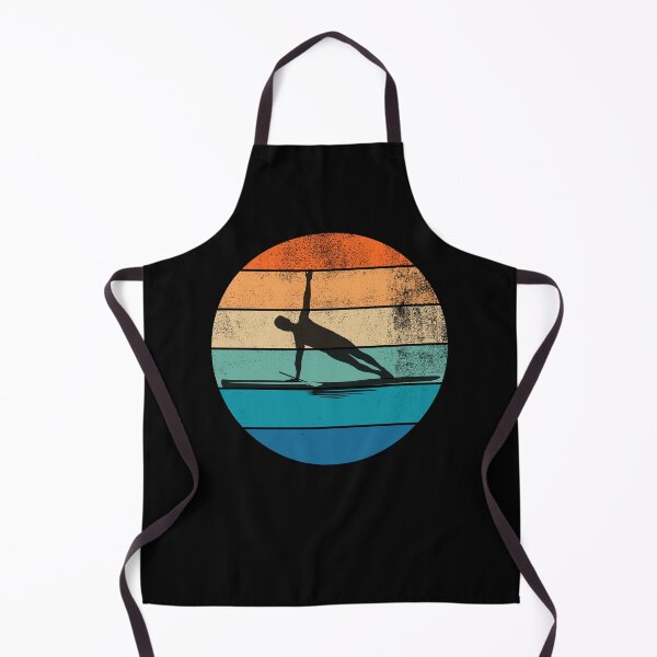 Item preview, Guy doing yoga on a SUP - stand up paddleboard - with retro sunset designed and sold by aliveinmiddle.