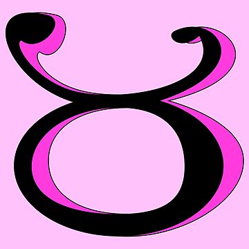 Artwork thumbnail, Taurus Zodiac Astrology Sign Pink and Black Symbol  by Elizza Martin