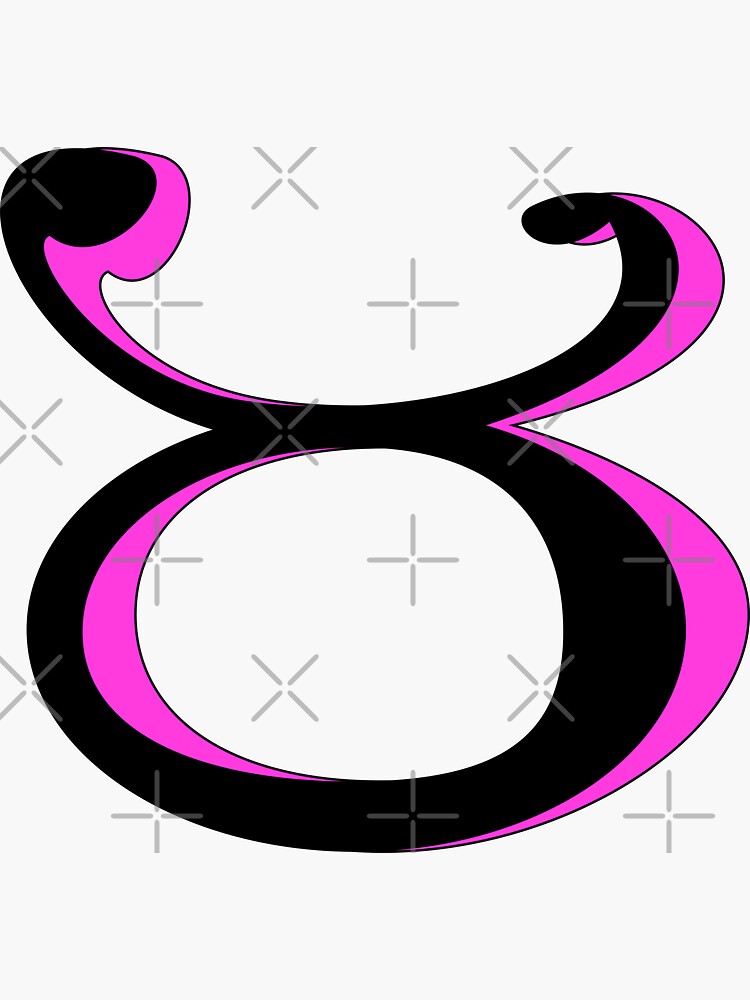 Thumbnail 3 of 3, Sticker, Taurus Zodiac Astrology Sign Pink and Black Symbol  designed and sold by LizzyBasil.