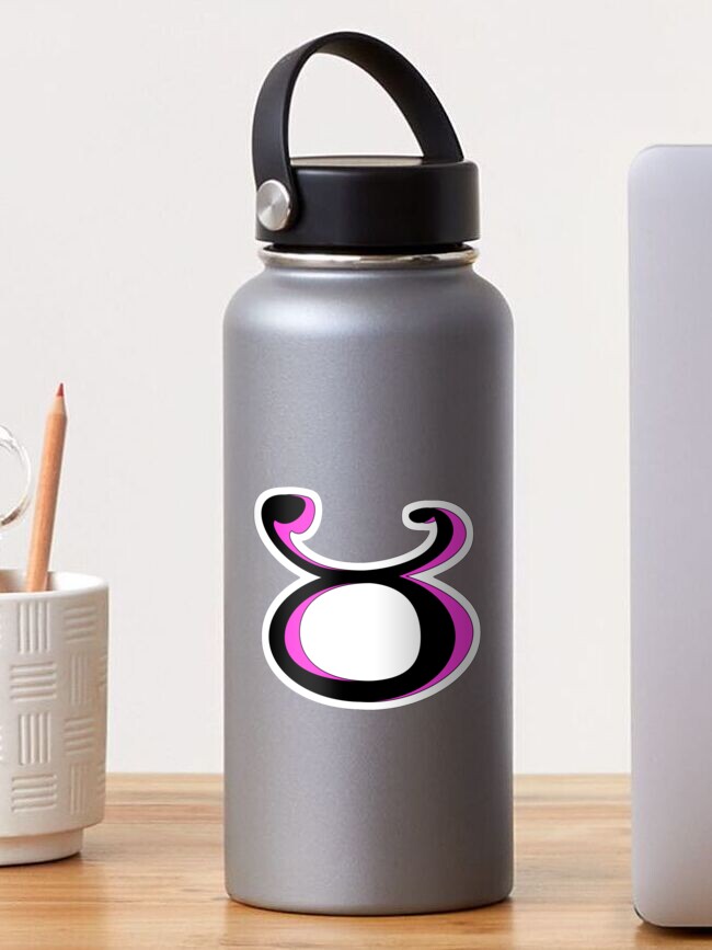 Thumbnail 1 of 3, Sticker, Taurus Zodiac Astrology Sign Pink and Black Symbol  designed and sold by LizzyBasil.