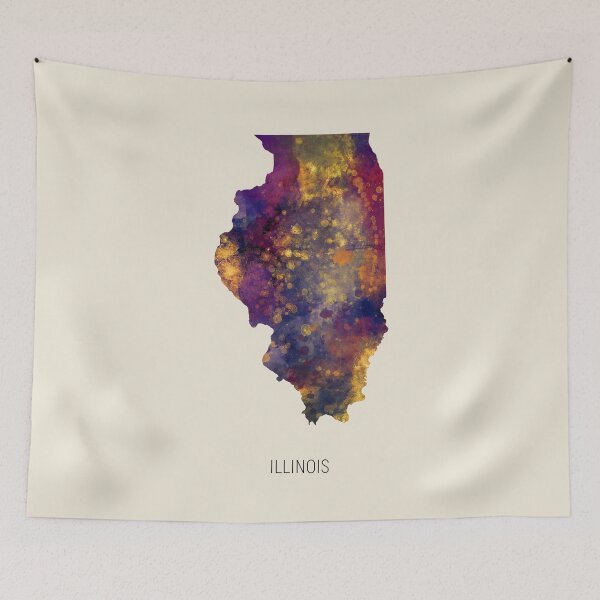 Item preview, Illinois Watercolor Map designed and sold by ArtPrints.