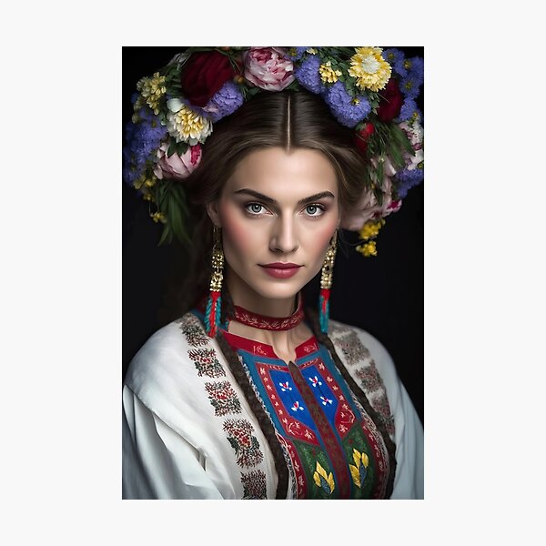 Item preview, Ukrainian Woman in traditional clothes with Flower  wreath.  Ukrainian Women Girl. Unbreakable Ukraine. designed and sold by DRIGLI.