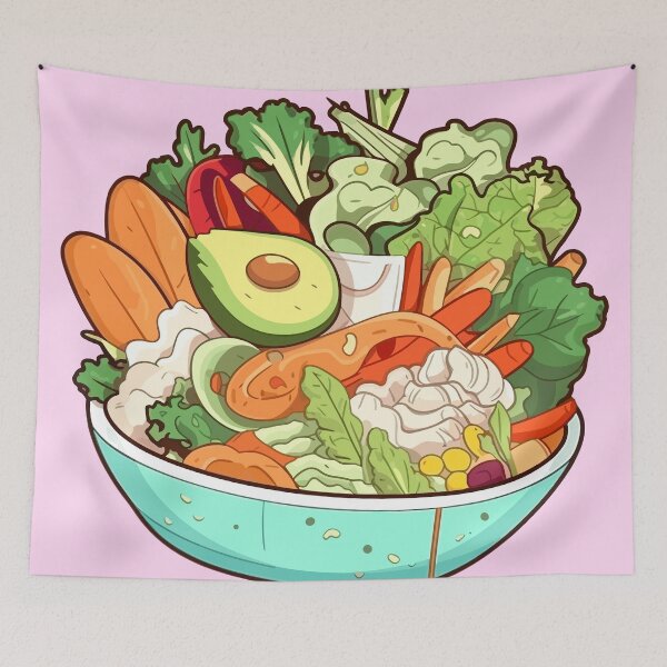Item preview, Garden Delights: Bountiful Terracotta Salad with Avocado, Broccoli, Lettuce, Arugula, and Onion designed and sold by Sleeygoy.