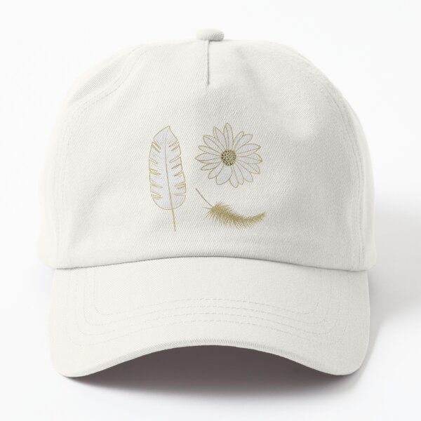 Elegant White & Gold Floral Cotton Texture Design Dad Hat