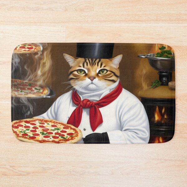 Item preview, Chonky Cat as a Chef Baking Pizzas - Painting designed and sold by Aaron2610.