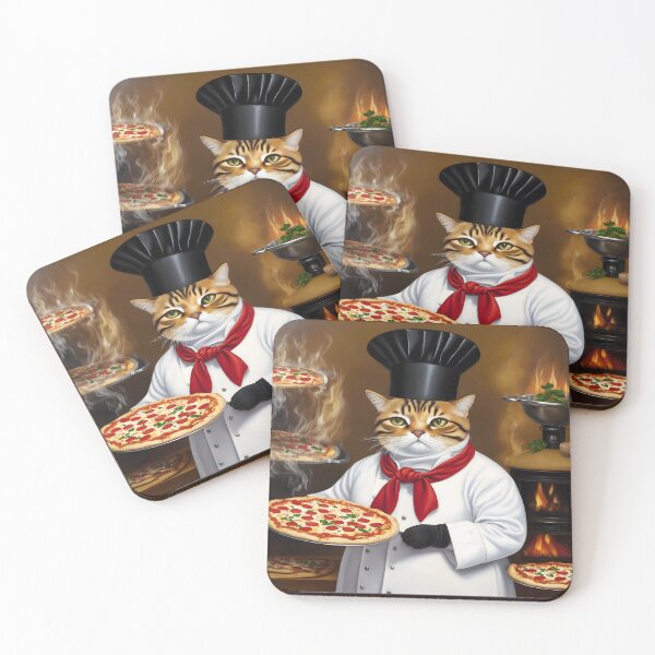 Item preview, Chonky Cat as a Chef Baking Pizzas - Painting designed and sold by Aaron2610.