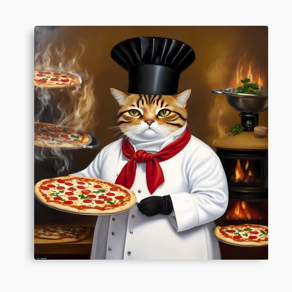 Item preview, Chonky Cat as a Chef Baking Pizzas - Painting designed and sold by Aaron2610.