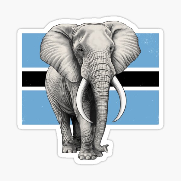 Vista previa del artículo con la obra «Elefante Bandera de Botswana», diseñado y vendido por NicGrayGraphic.