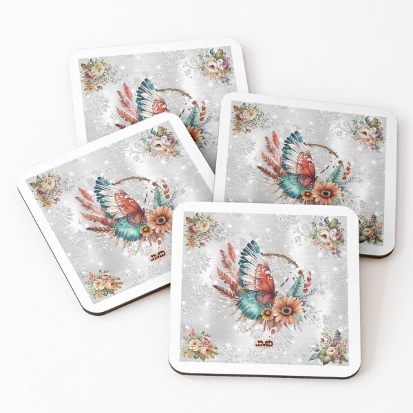 Item preview, Floral Butterflies on Sparkly Silver Backgrounds 12 of 12 designed and sold by Jenson Major.