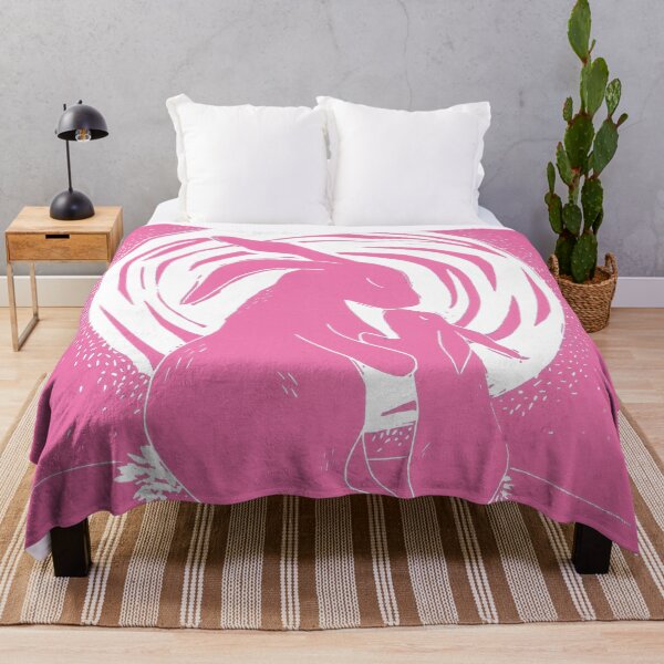 Item preview, Loving Bunnies Linocut in Pink designed and sold by Maddy Bennett.