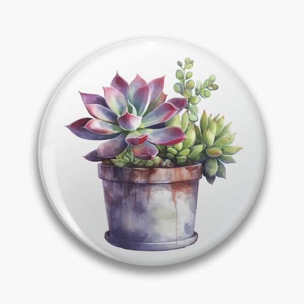 Item preview, Watercolor Succulents in a Pot designed and sold by HugosHuesViews.