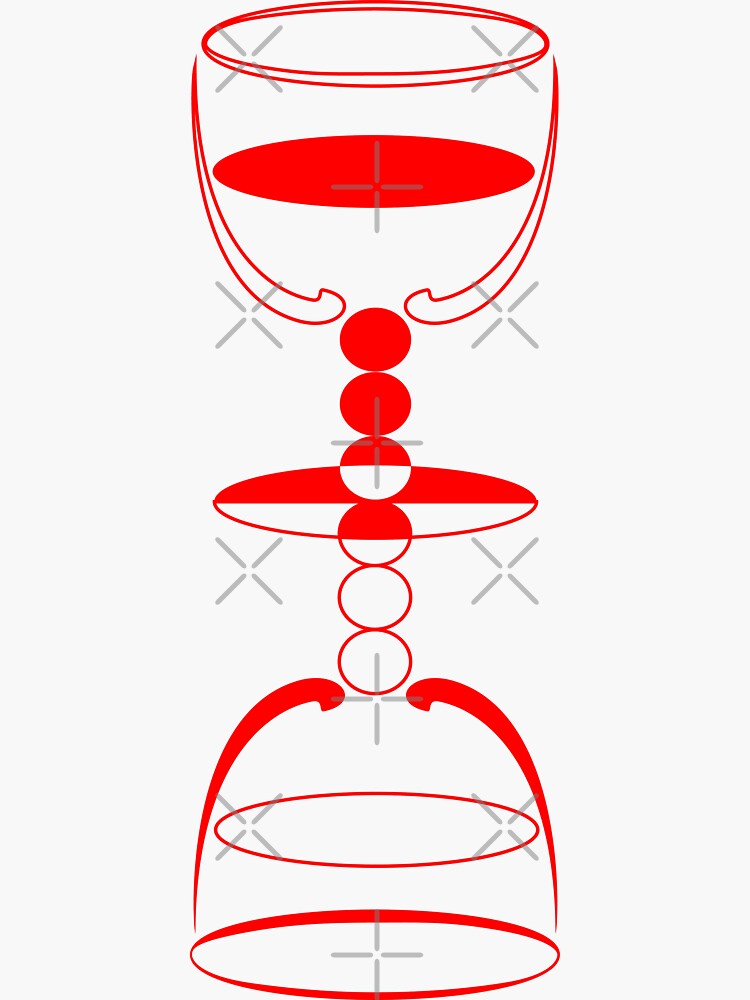Thumbnail 3 of 3, Sticker, Half Full Half Empty Art Deco Cups designed and sold by LizzyBasil.