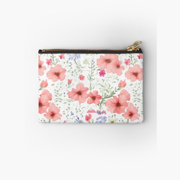 Item preview, blue  and red flowers on a light background pattern pppy designed and sold by jkrphoto.