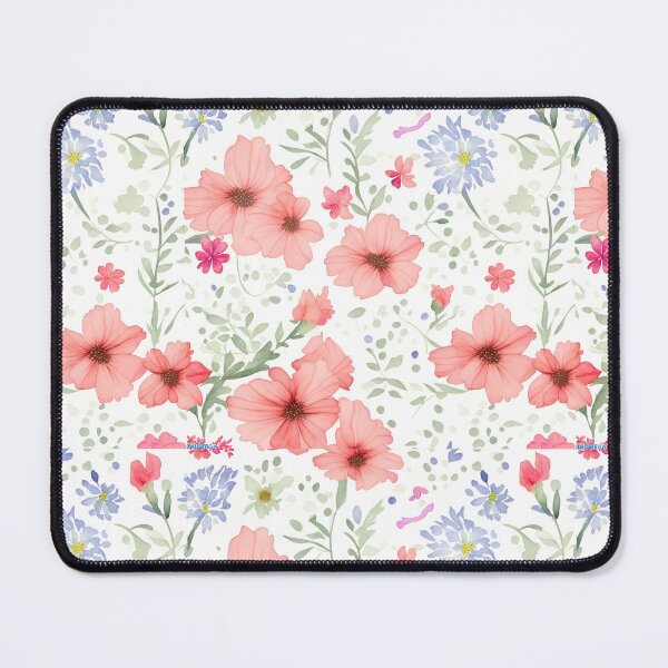 Item preview, blue and red flowers on a light background pattern pppy designed and sold by jkrphoto.