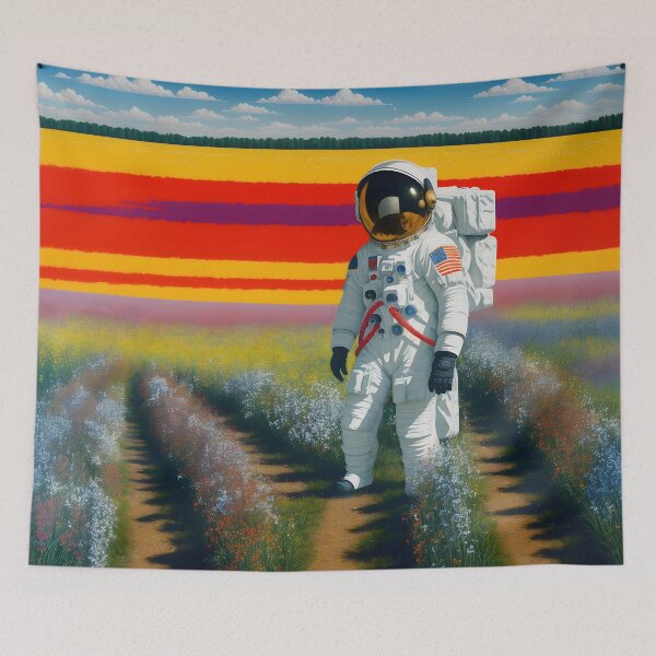 Item preview, Surreal Painting of an Astronaut in a Vibrant Wildflower Field - Painting designed and sold by Aaron2610.