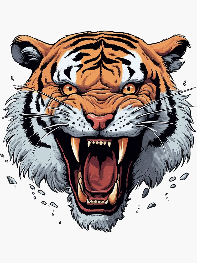 Comic Style Tiger Design Sticker