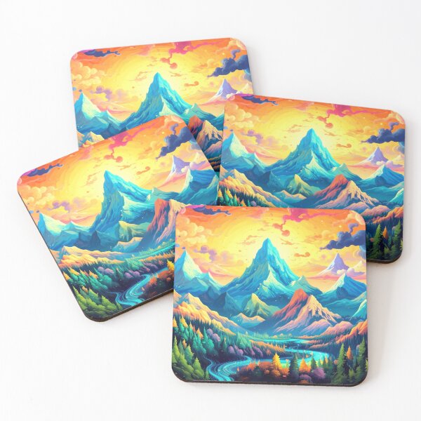 Item preview, Colorful Landscape Mountains River Forest illustration  designed and sold by MUJU-pixel.