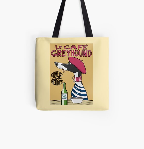 Le Café Greyhound All Over Print Tote Bag