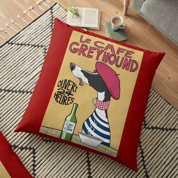 Le Café Greyhound Floor Pillow