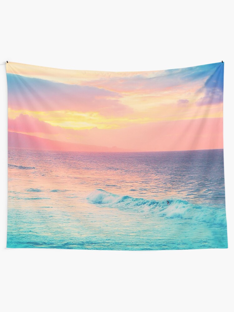 Alternate view of Hookipa Surf Sunset Tapestry