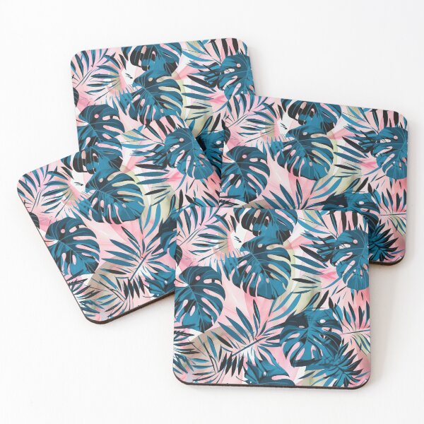 Item preview, Tropical Leaves in Dark Blue, Coral and Pale Green designed and sold by Monochrome-Dog.