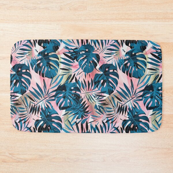 Item preview, Tropical Leaves in Dark Blue, Coral and Pale Green designed and sold by Monochrome-Dog.