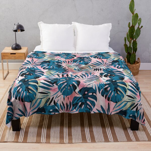 Item preview, Tropical Leaves in Dark Blue, Coral and Pale Green designed and sold by Monochrome-Dog.